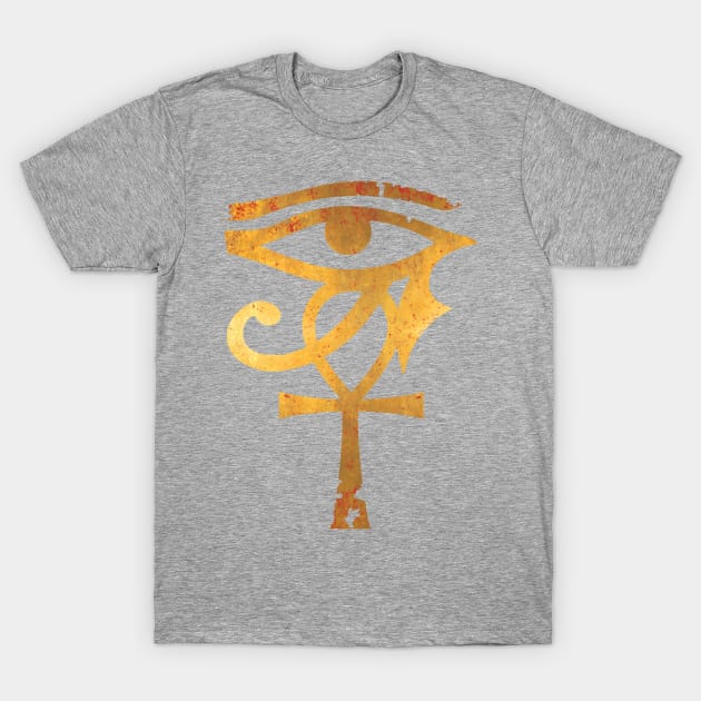 Egyptian Eye Of Horus Ankh Egypt Archaeologist Gold T-Shirt by tanambos